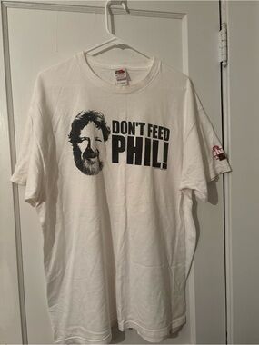 Fruit of the Loom White Short-Sleeve Tee with Black "Don't Feed Phil" Graphic